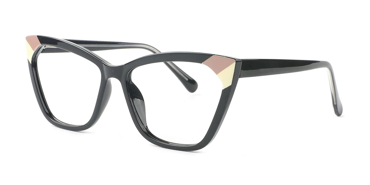 Black Cateye Gorgeous Spring Hinges Custom Engraving Eyeglasses | WhereLight