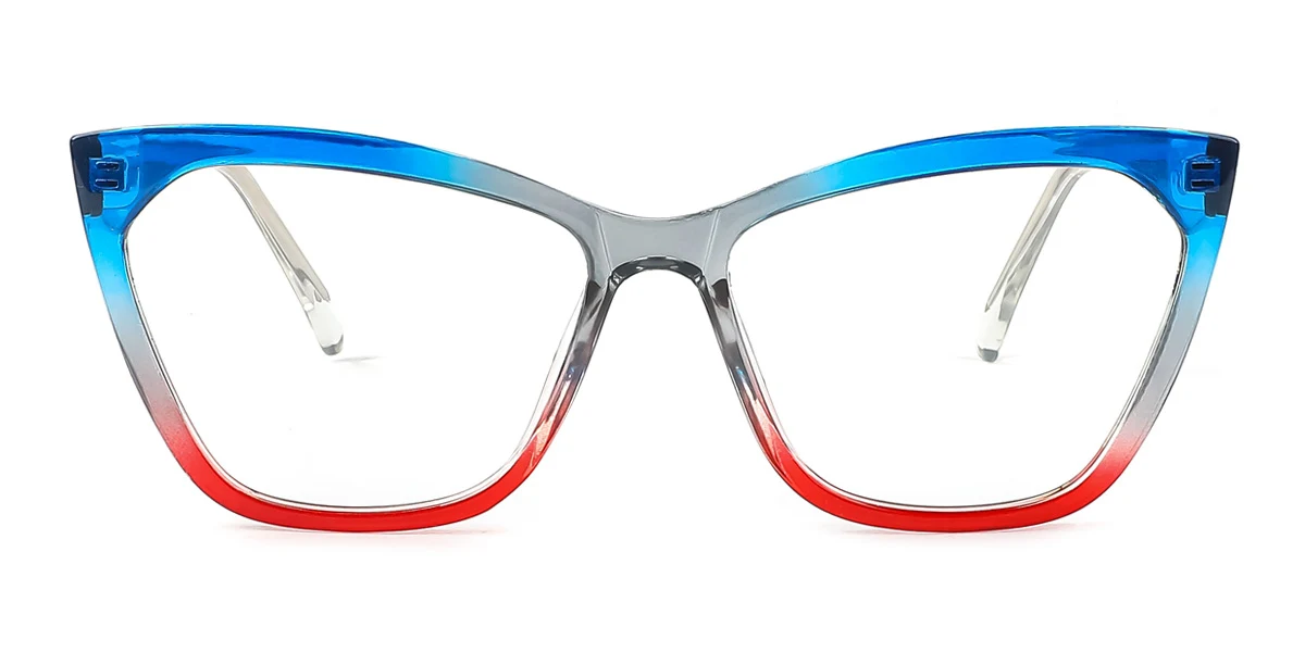 Blue Cateye Gorgeous Spring Hinges Custom Engraving Eyeglasses | WhereLight