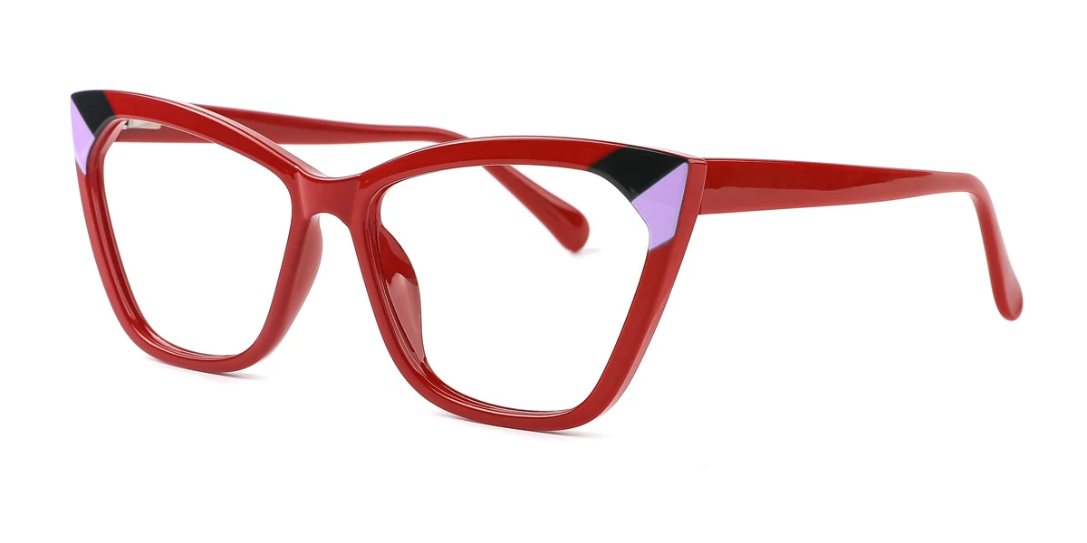 Red Cateye Gorgeous Spring Hinges Custom Engraving Eyeglasses | WhereLight
