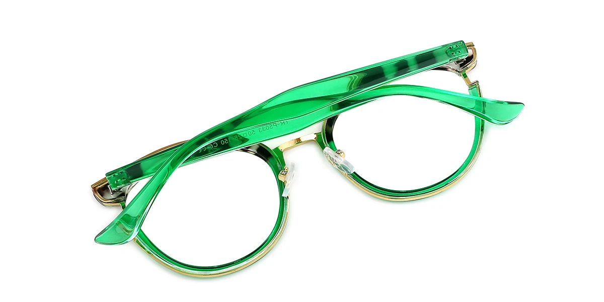 Green Round Oval Unique Custom Engraving Eyeglasses | WhereLight