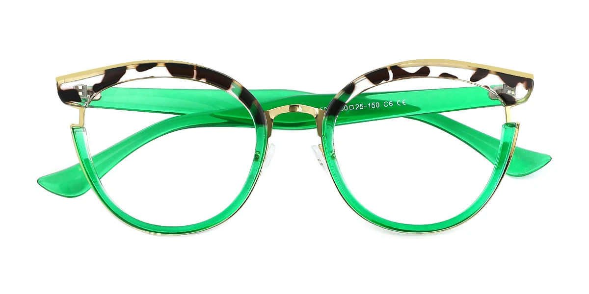 Green Round Oval Unique Custom Engraving Eyeglasses | WhereLight