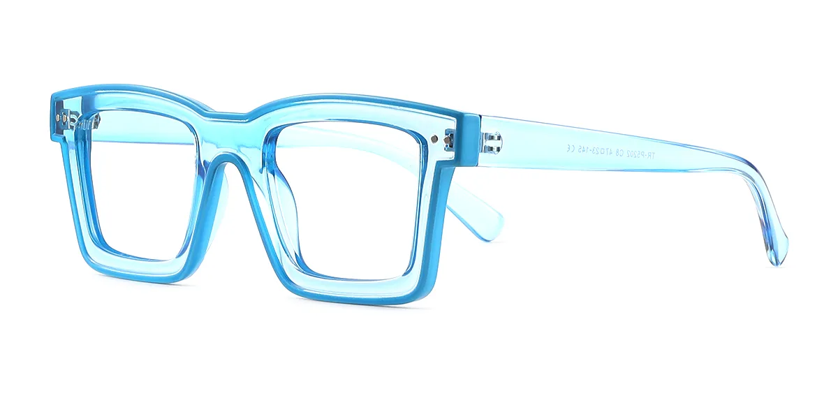 Blue Rectangle Simple Custom Engraving Eyeglasses | WhereLight