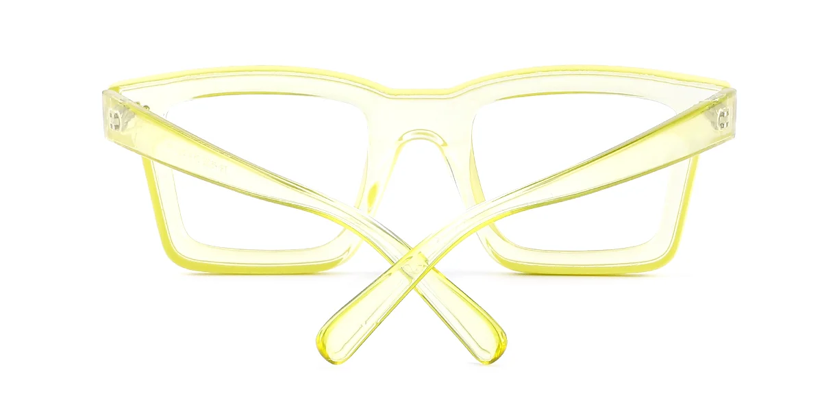 Yellow Rectangle Simple Custom Engraving Eyeglasses | WhereLight