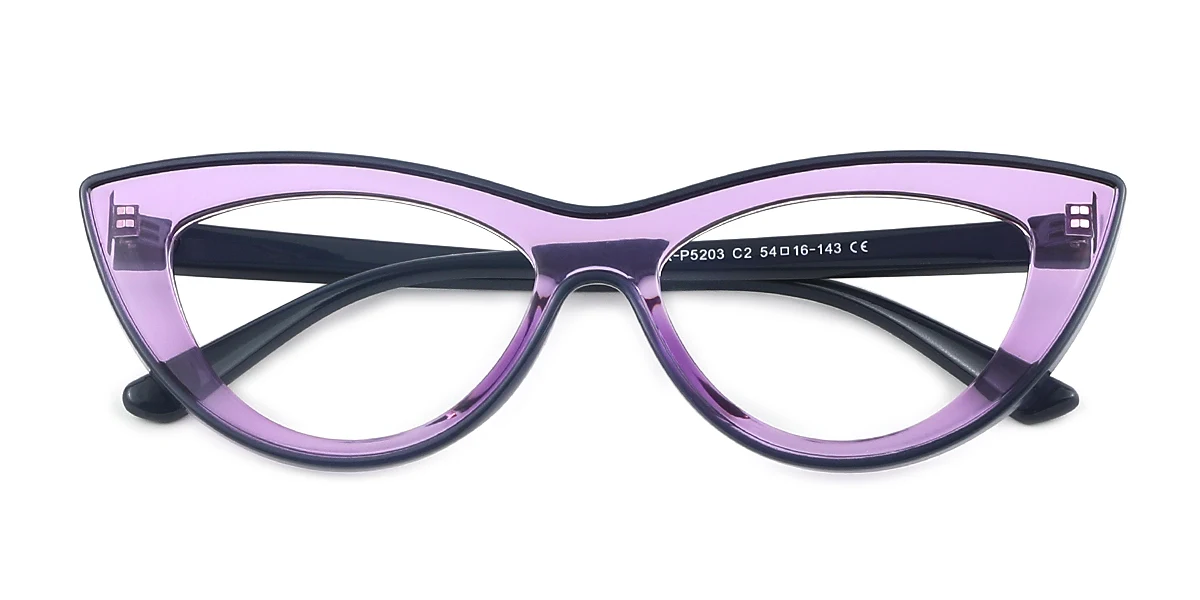 Purple Cateye Simple Classic Custom Engraving Eyeglasses | WhereLight