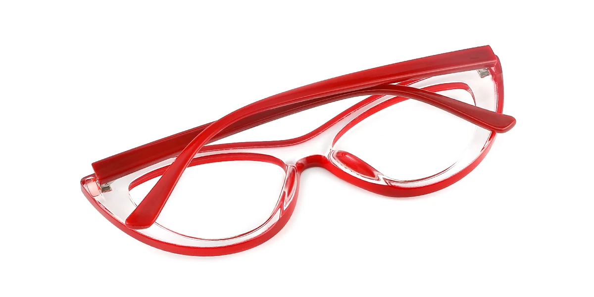 Red Cateye Simple Classic Custom Engraving Eyeglasses | WhereLight