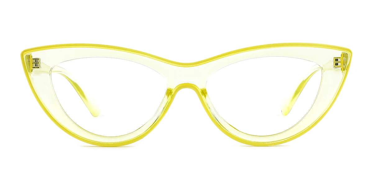 Yellow Cateye Simple Classic Custom Engraving Eyeglasses | WhereLight