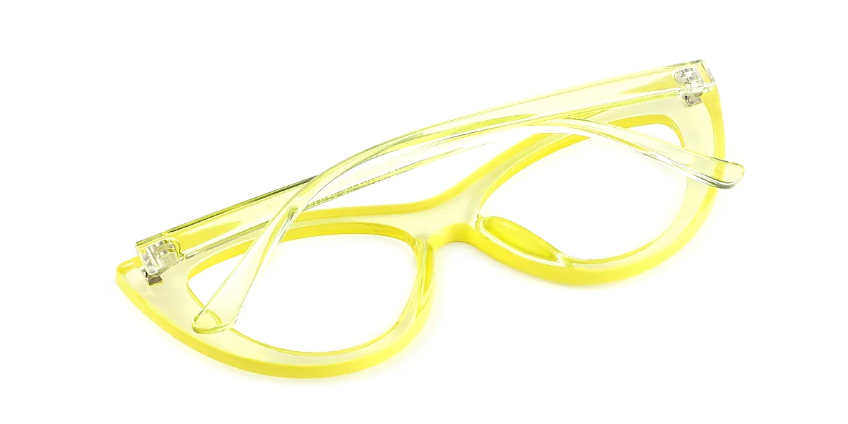 Yellow Cateye Simple Classic Custom Engraving Eyeglasses | WhereLight