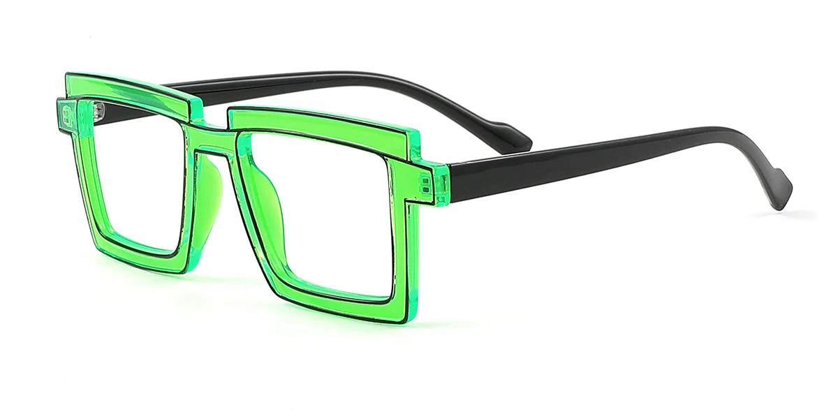 Green Rectangle Unique Gorgeous Custom Engraving Eyeglasses | WhereLight