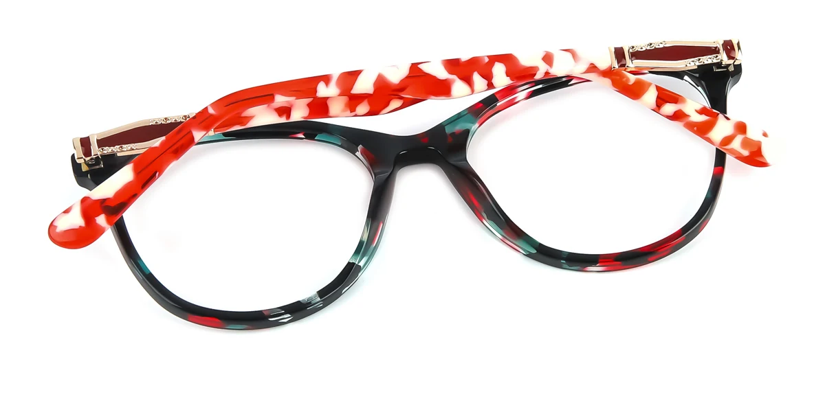 Red Oval Unique Spring Hinges Eyeglasses | WhereLight