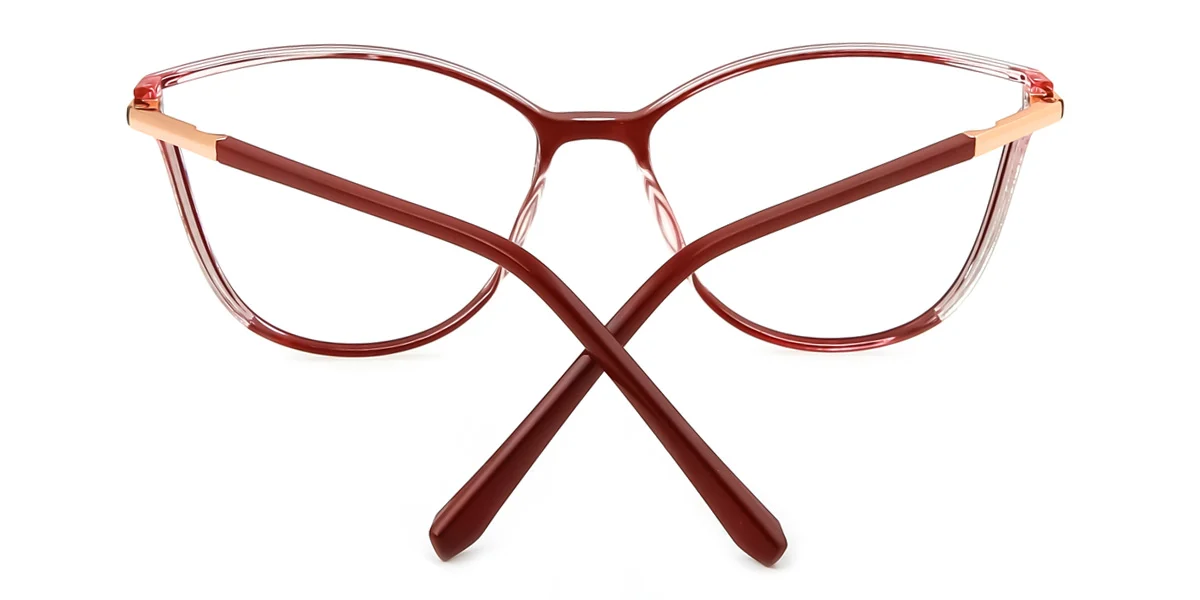 Red Cateye Unique Spring Hinges Super Light Custom Engraving Eyeglasses | WhereLight
