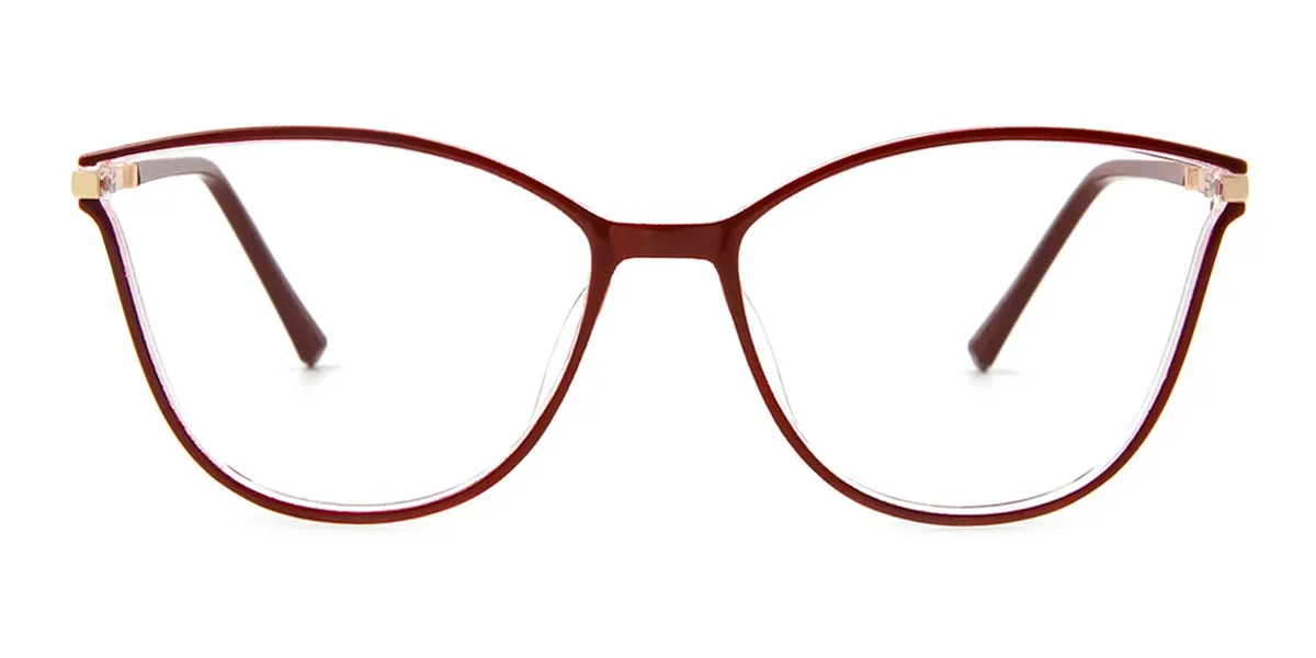 Red Cateye Unique Spring Hinges Super Light Custom Engraving Eyeglasses | WhereLight