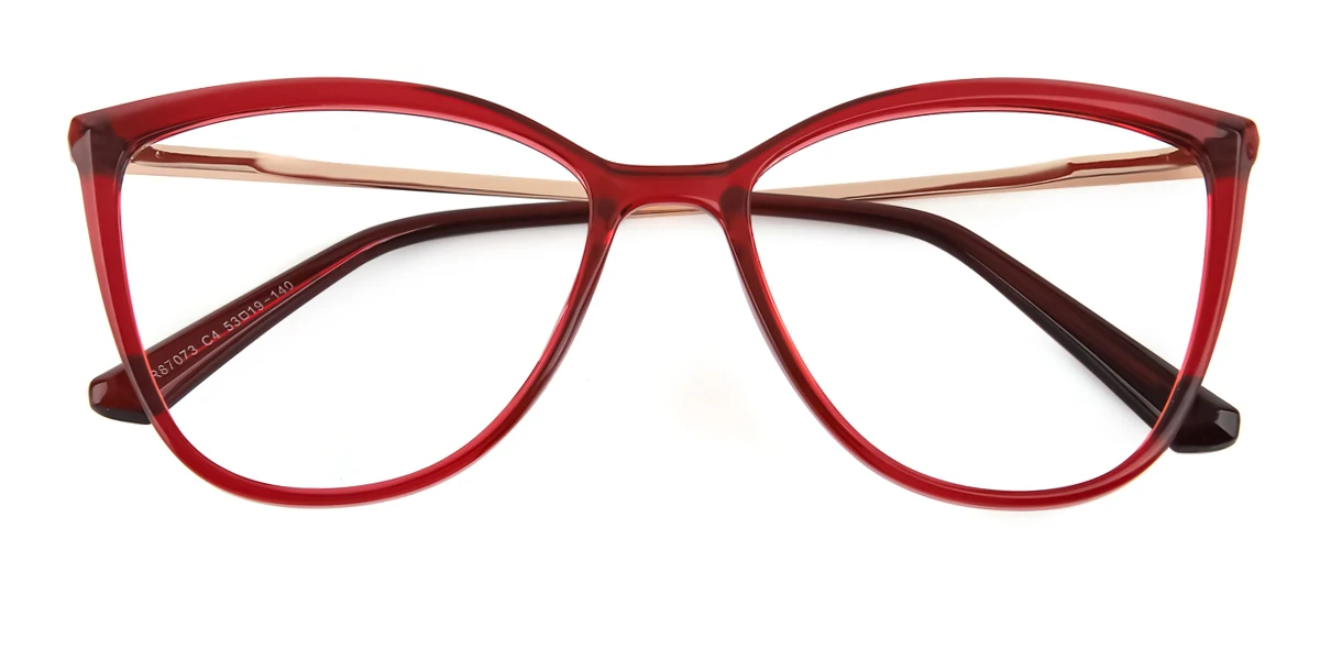 Red Cateye Unique Spring Hinges Super Light Eyeglasses | WhereLight