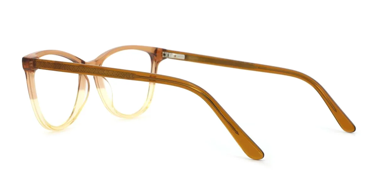 Brown Oval Unique Floral Acetate Spring Hinges Eyeglasses | WhereLight