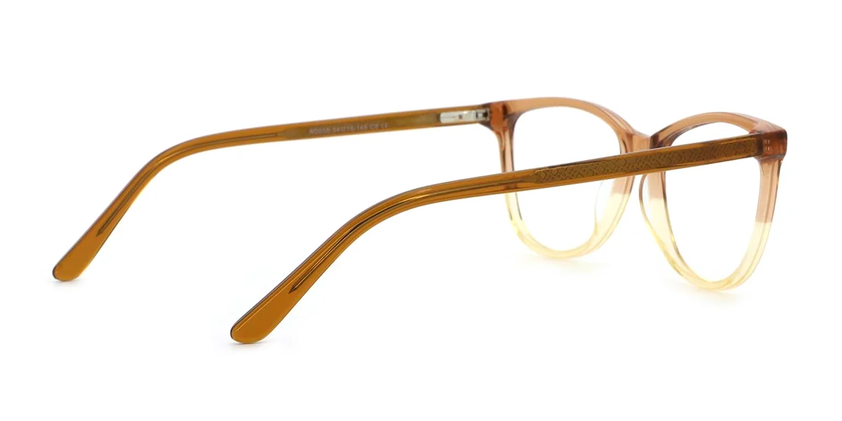 Brown Oval Unique Floral Acetate Spring Hinges Eyeglasses | WhereLight