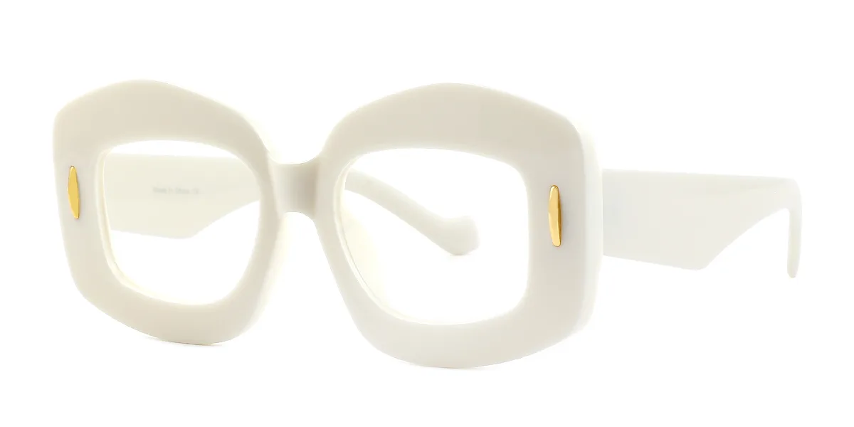 White Irregular Unique Gorgeous Custom Engraving Eyeglasses | WhereLight