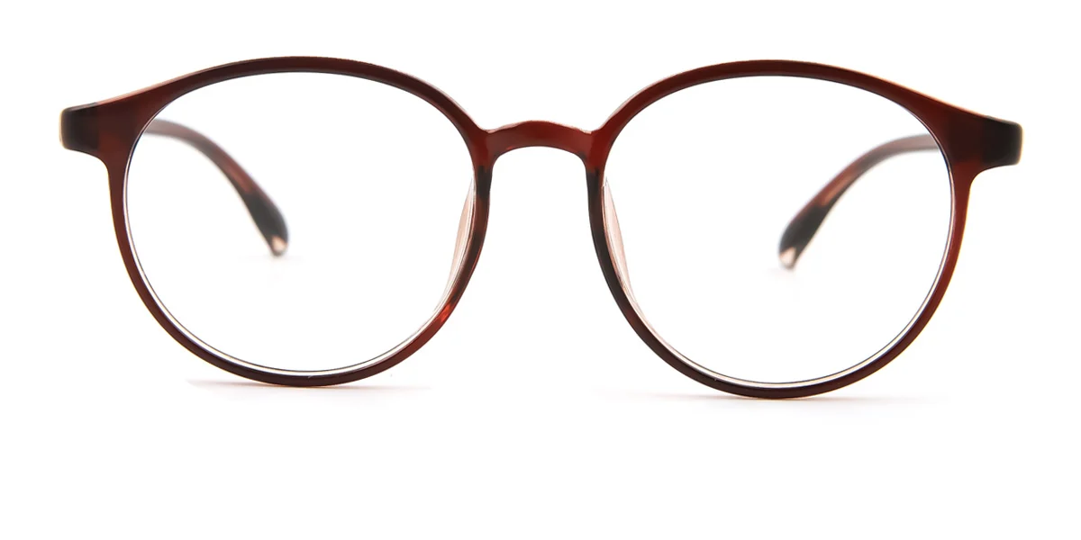 Brown Round Oval Simple Classic Retro Sports Super Light Custom Engraving Eyeglasses | WhereLight