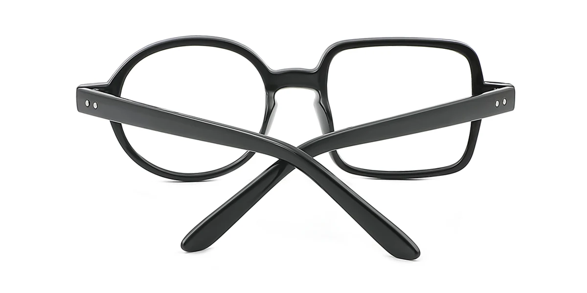 Black Rectangle Round Classic Retro Unique Custom Engraving Eyeglasses | WhereLight