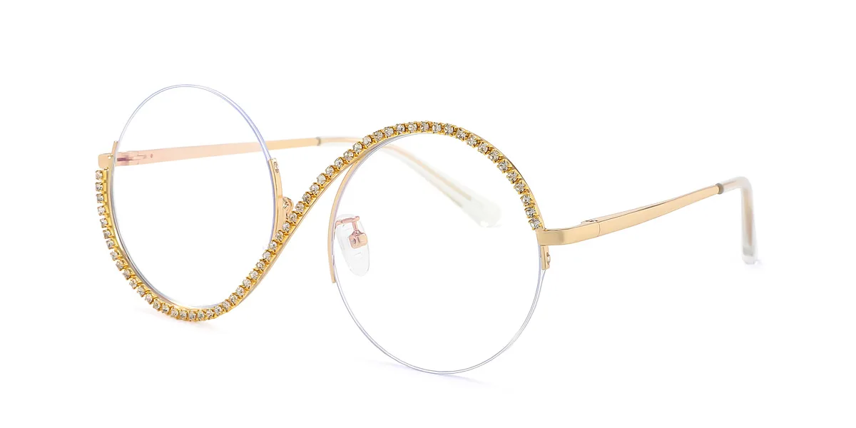 Gold Round Unique  Eyeglasses | WhereLight