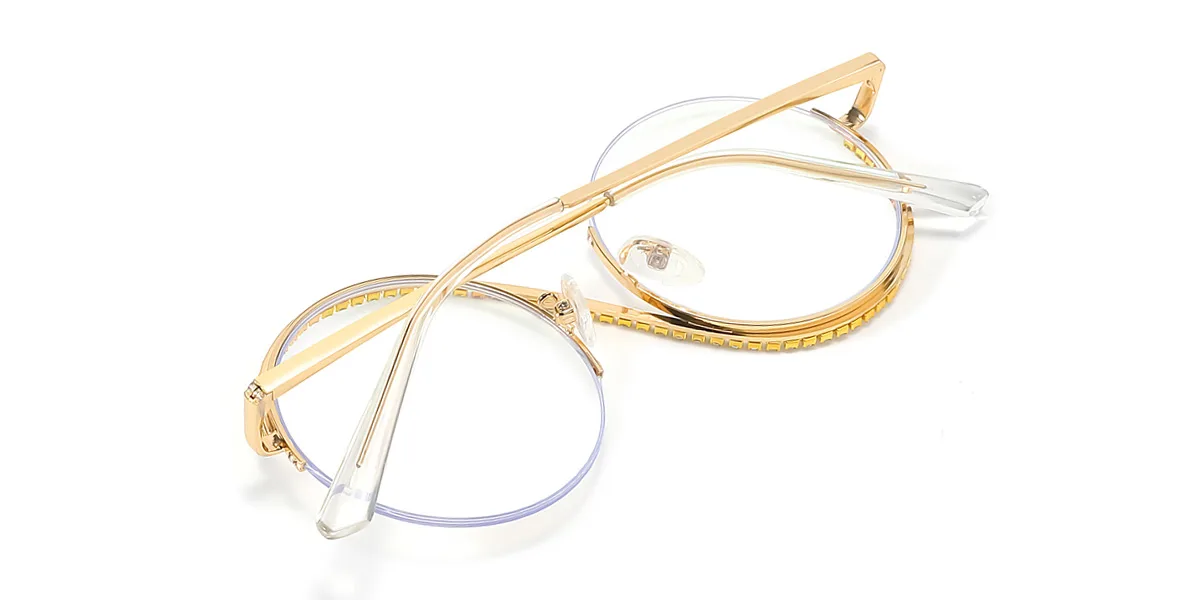 Gold Round Unique  Eyeglasses | WhereLight