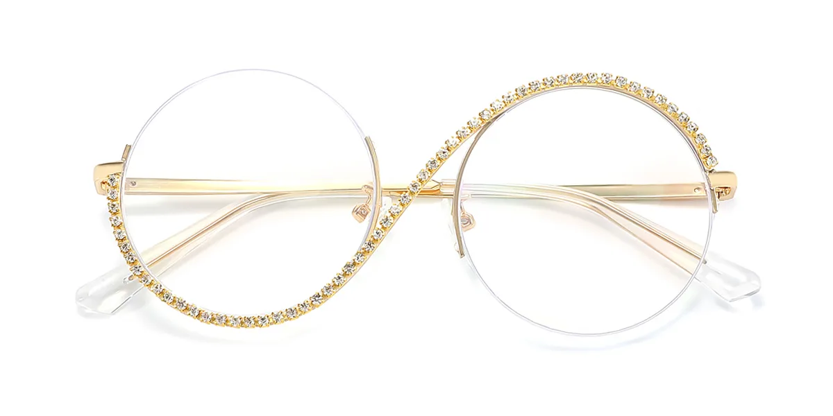 Gold Round Unique  Eyeglasses | WhereLight