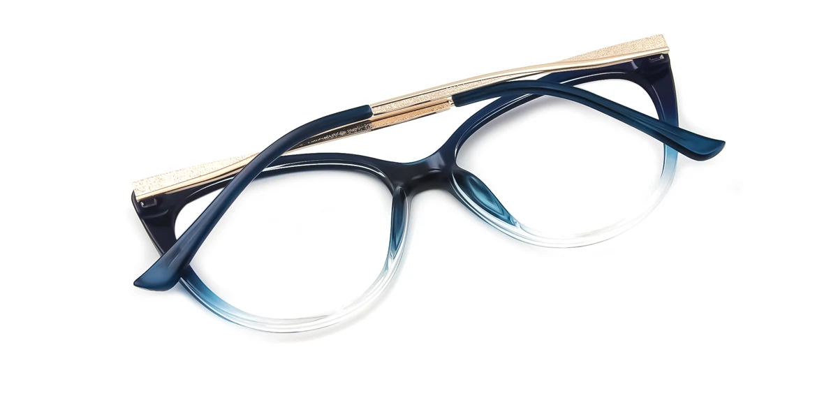 Blue Cateye Oval Classic Retro Unique Gorgeous Spring Hinges Eyeglasses | WhereLight