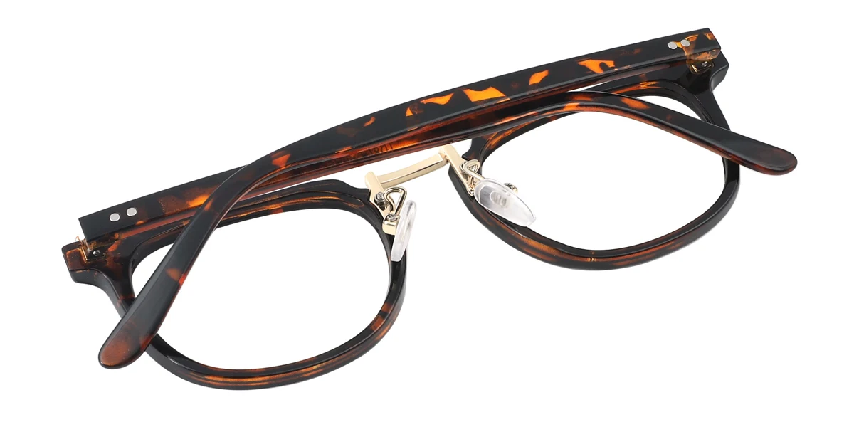 Tortoiseshell Rectangle Oval Simple Classic Retro Custom Engraving Eyeglasses | WhereLight