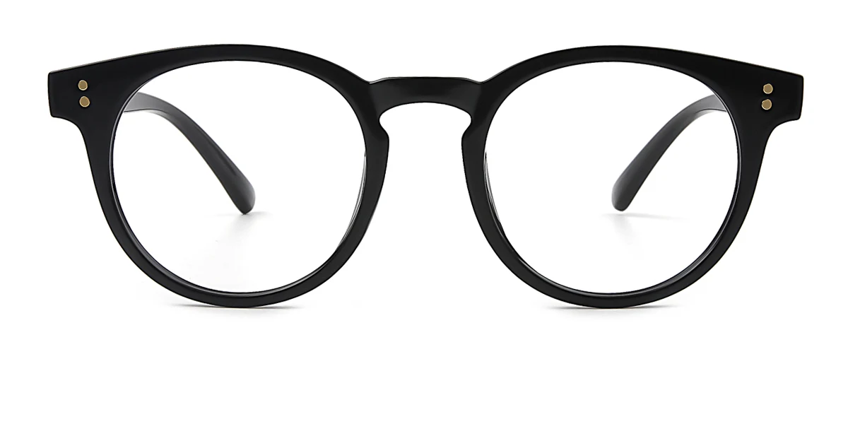 Black Round Oval Simple Classic Retro Custom Engraving Eyeglasses | WhereLight