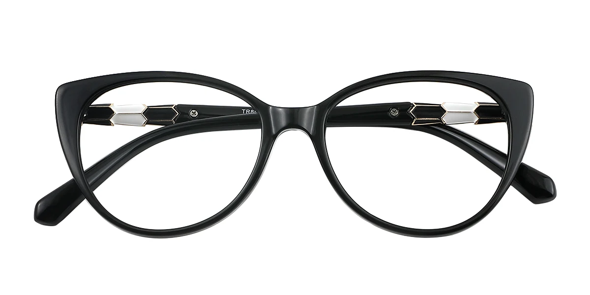 Black Cateye Classic Retro Custom Engraving Eyeglasses | WhereLight