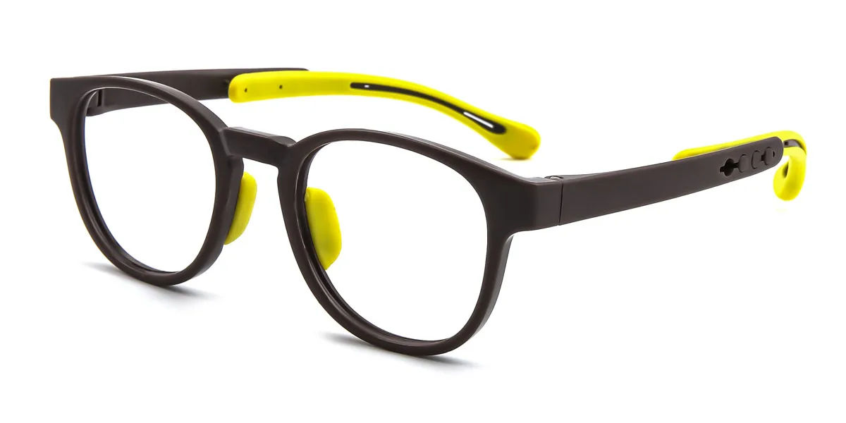 Yellow Round Classic Super Light Custom Engraving Eyeglasses | WhereLight