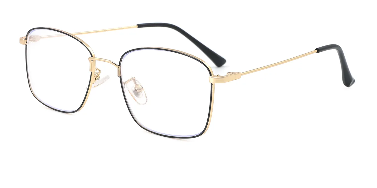 Black Rectangle Oval Simple Classic Retro Business Super Light Eyeglasses | WhereLight
