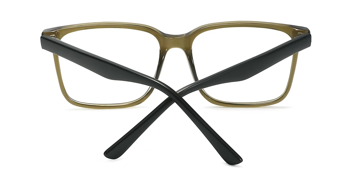 Green Rectangle Simple Classic Spring Hinges Eyeglasses | WhereLight