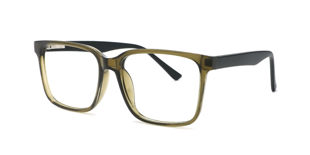 Green Rectangle Simple Classic Spring Hinges Eyeglasses | WhereLight