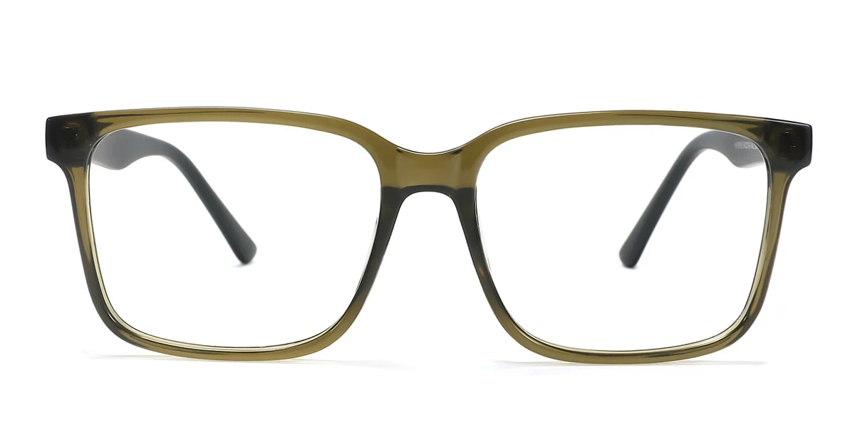 Green Rectangle Simple Classic Spring Hinges Eyeglasses | WhereLight