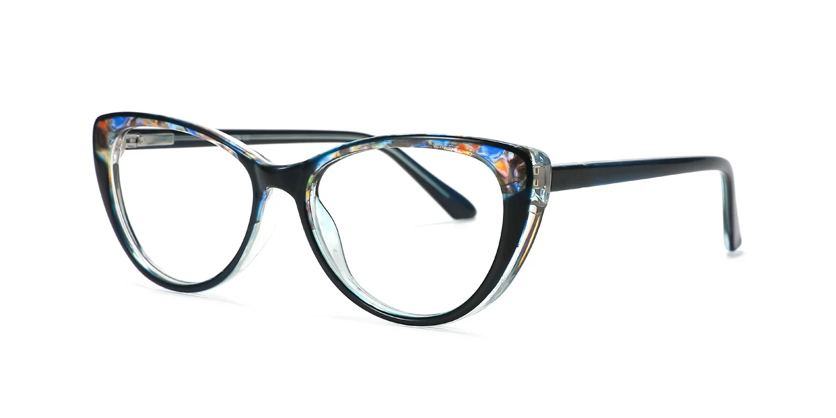 Blue Cateye Simple Spring Hinges Eyeglasses | WhereLight