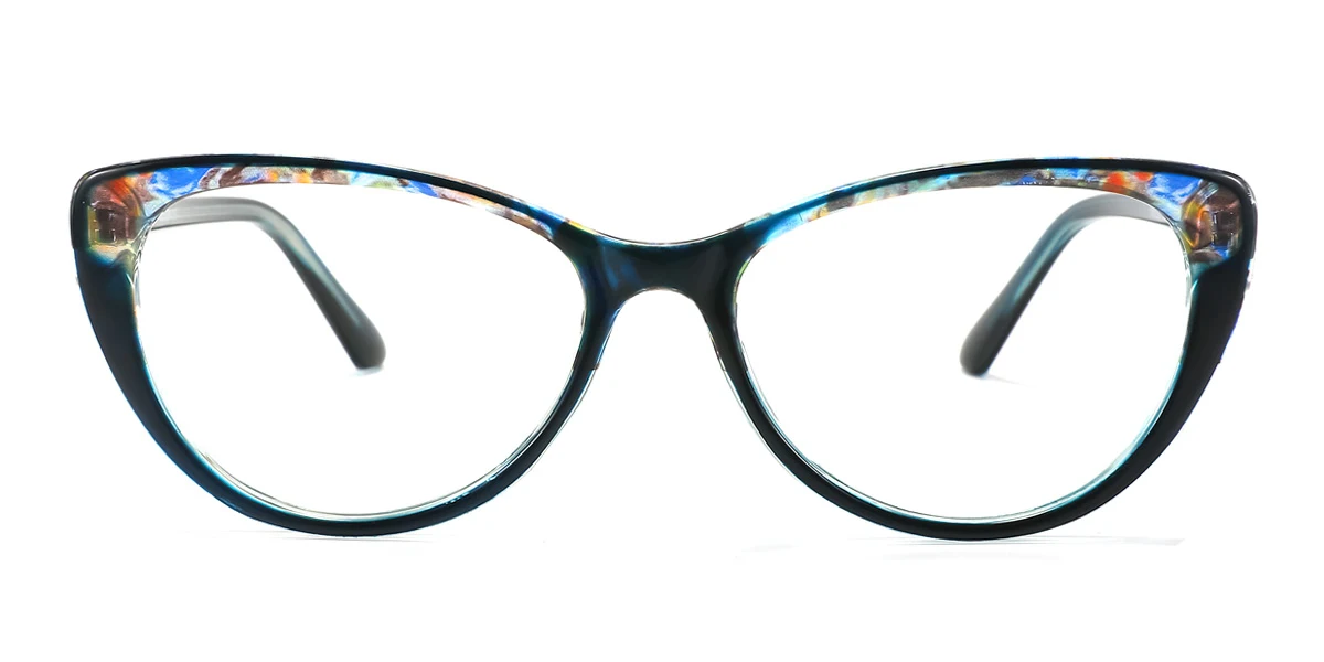 Blue Cateye Simple Spring Hinges Eyeglasses | WhereLight