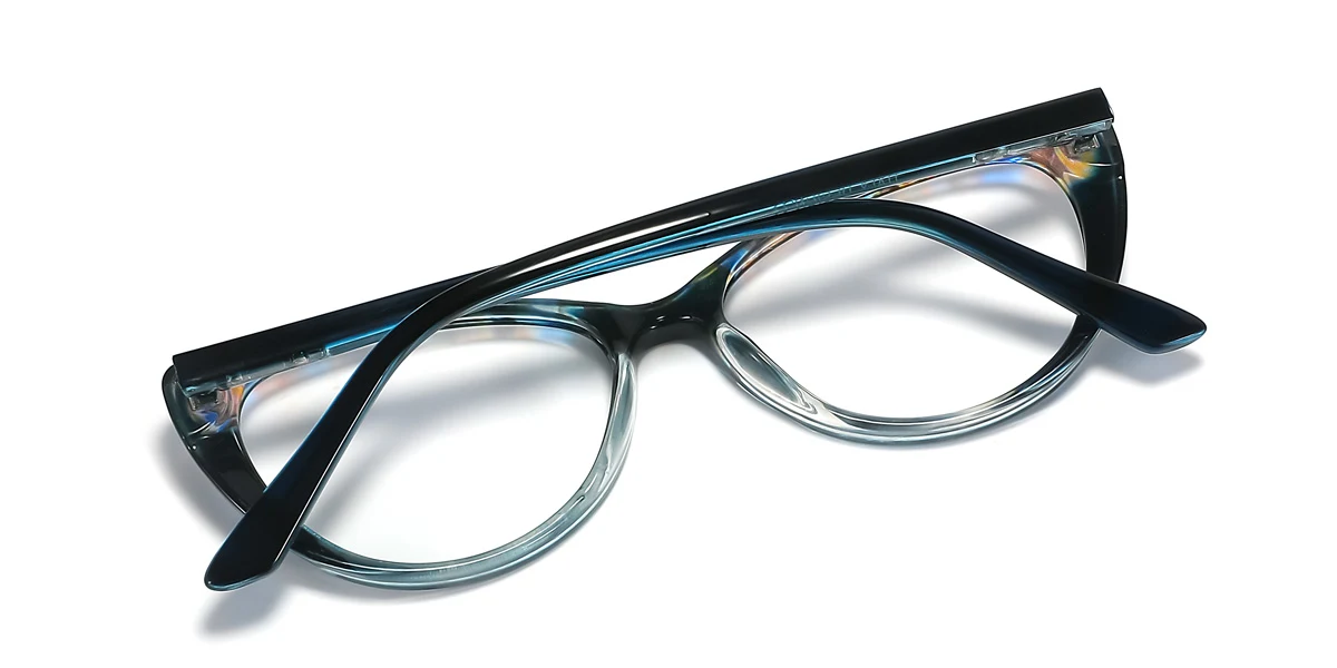 Blue Cateye Simple Spring Hinges Eyeglasses | WhereLight