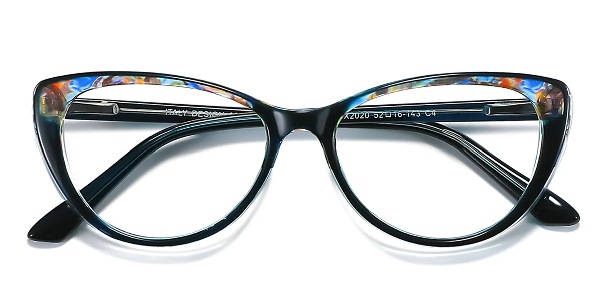 Blue Cateye Simple Spring Hinges Eyeglasses | WhereLight