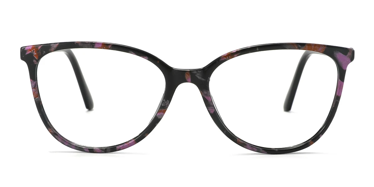 Purple Oval Simple Spring Hinges Eyeglasses | WhereLight