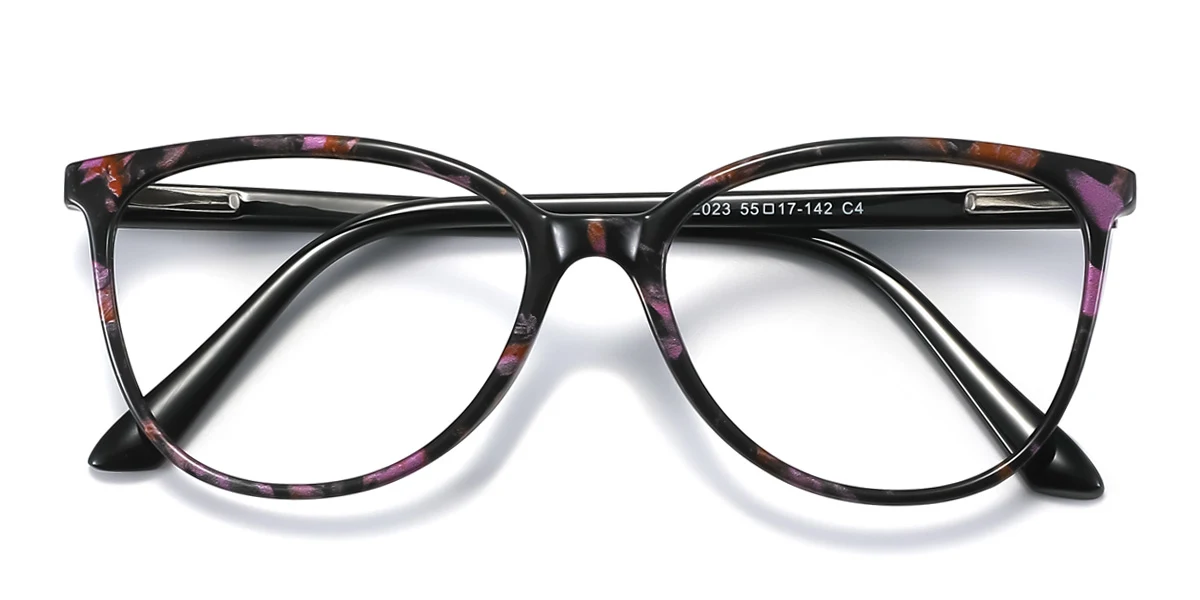 Purple Oval Simple Spring Hinges Eyeglasses | WhereLight