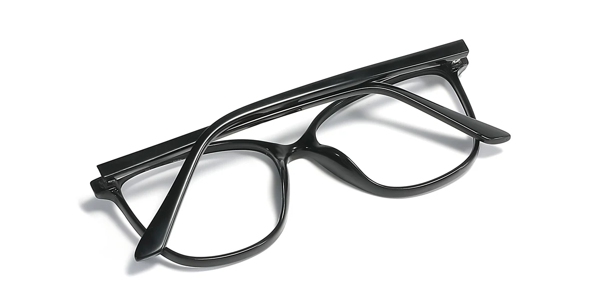 Black Rectangle Simple Classic Custom Engraving Eyeglasses | WhereLight