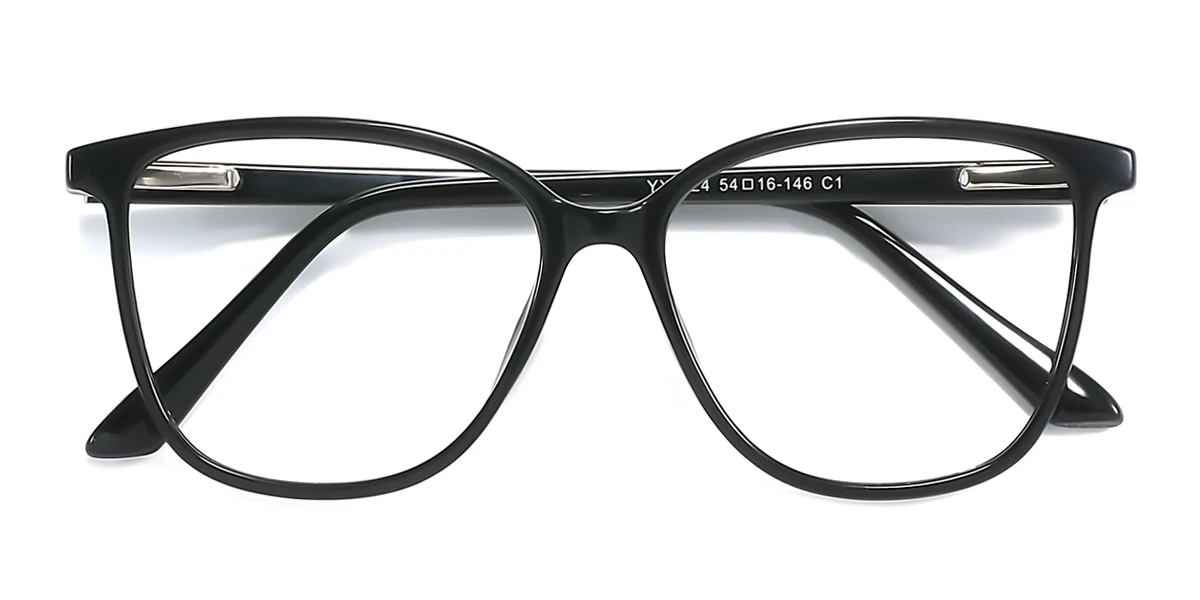 Black Rectangle Simple Classic Custom Engraving Eyeglasses | WhereLight