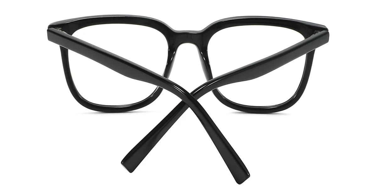 Black Rectangle Simple Spring Hinges Eyeglasses | WhereLight