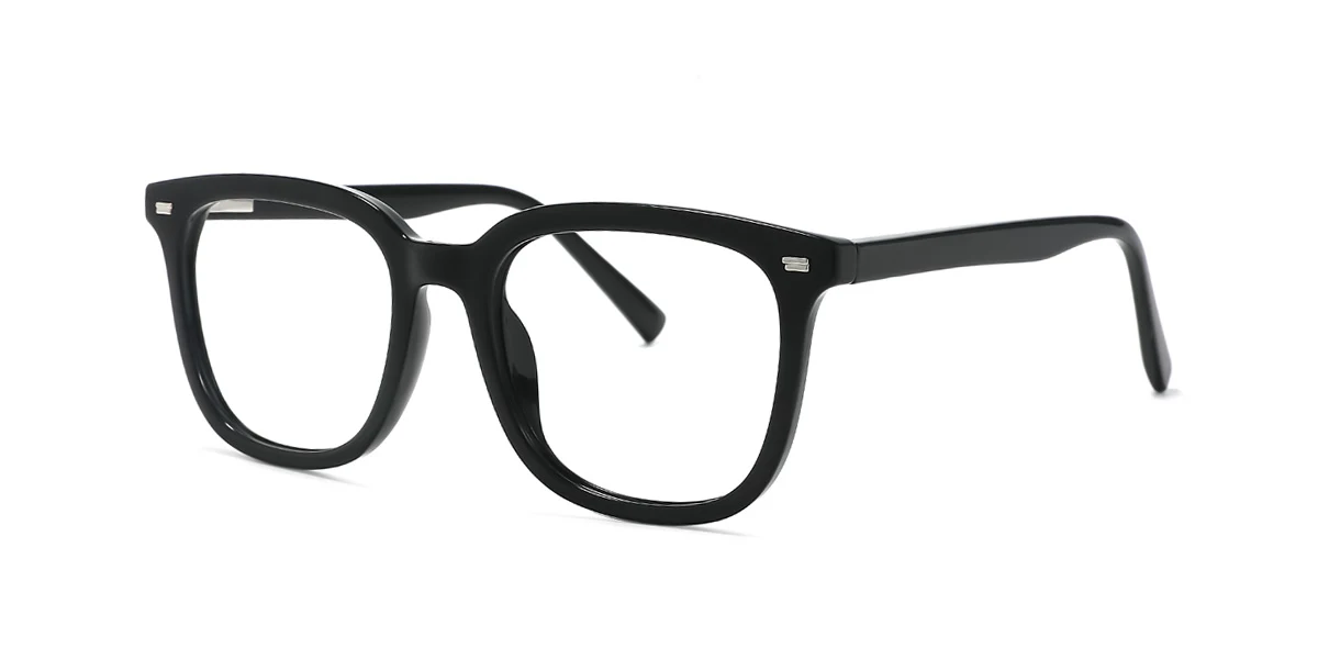 Black Rectangle Simple Spring Hinges Eyeglasses | WhereLight