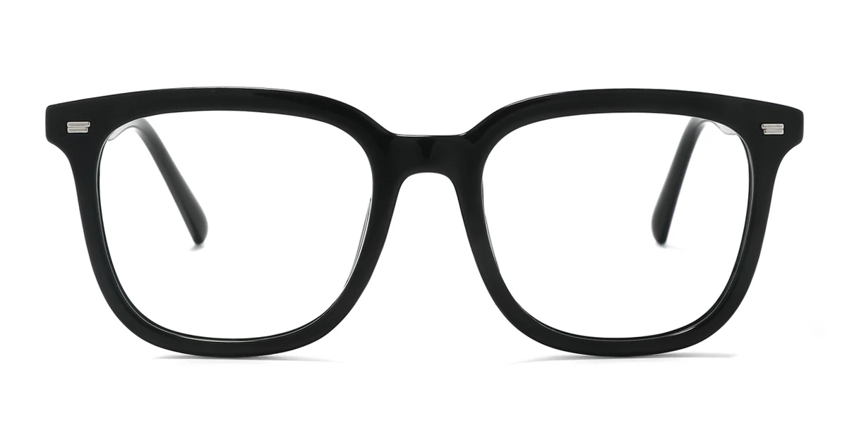 Black Rectangle Simple Spring Hinges Eyeglasses | WhereLight