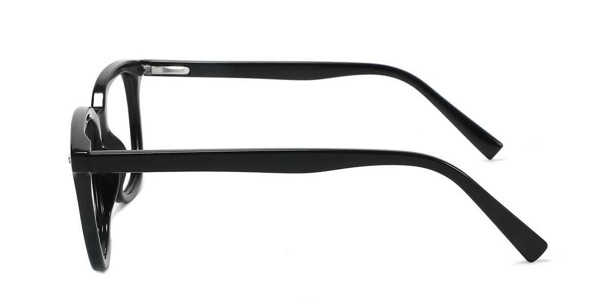 Black Rectangle Simple Spring Hinges Eyeglasses | WhereLight