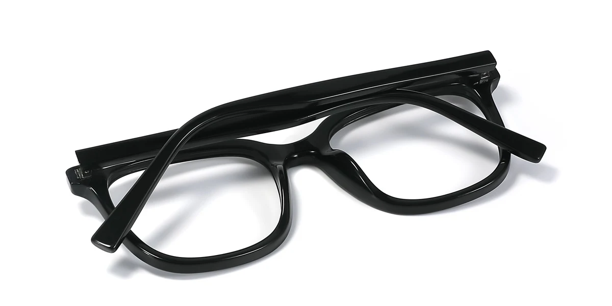 Black Rectangle Simple Spring Hinges Eyeglasses | WhereLight