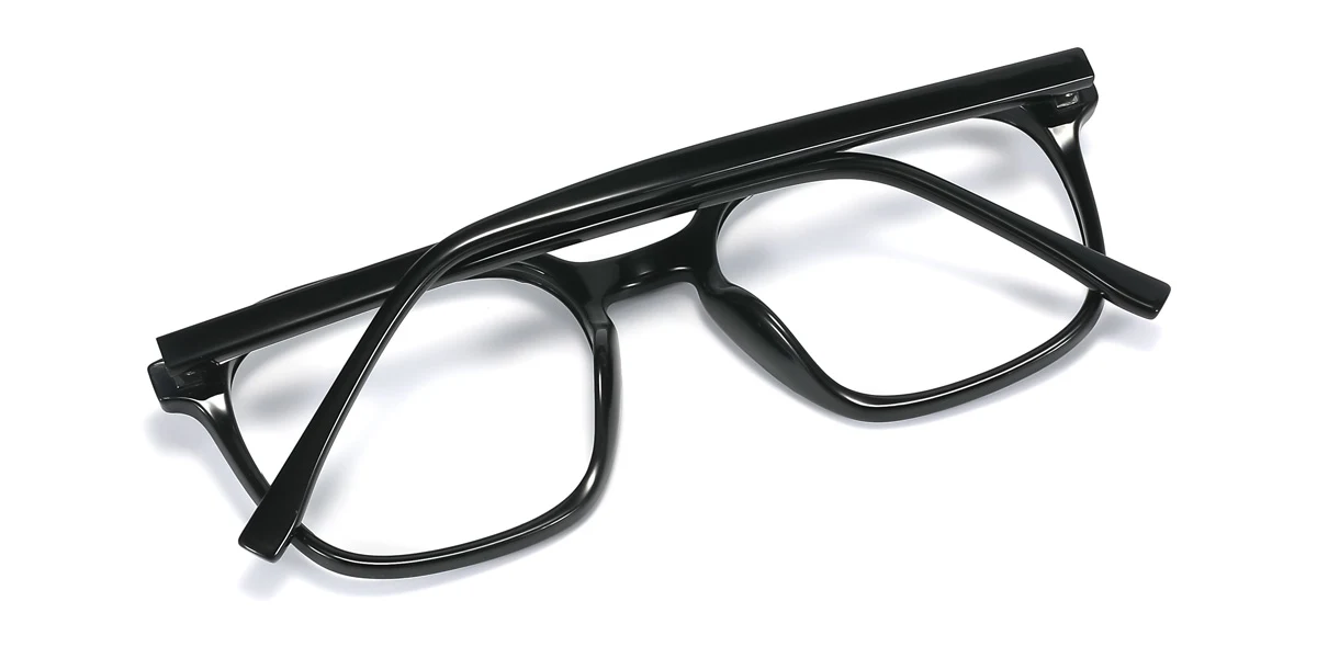 Black Rectangle Simple  Eyeglasses | WhereLight