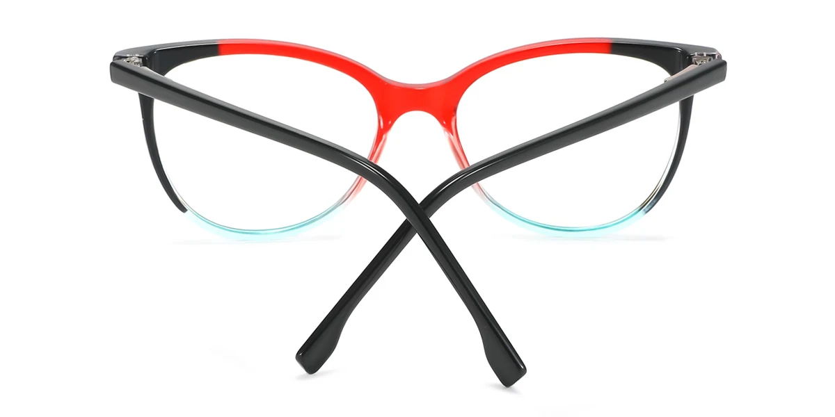 Red Rectangle Oval Simple Spring Hinges Eyeglasses | WhereLight