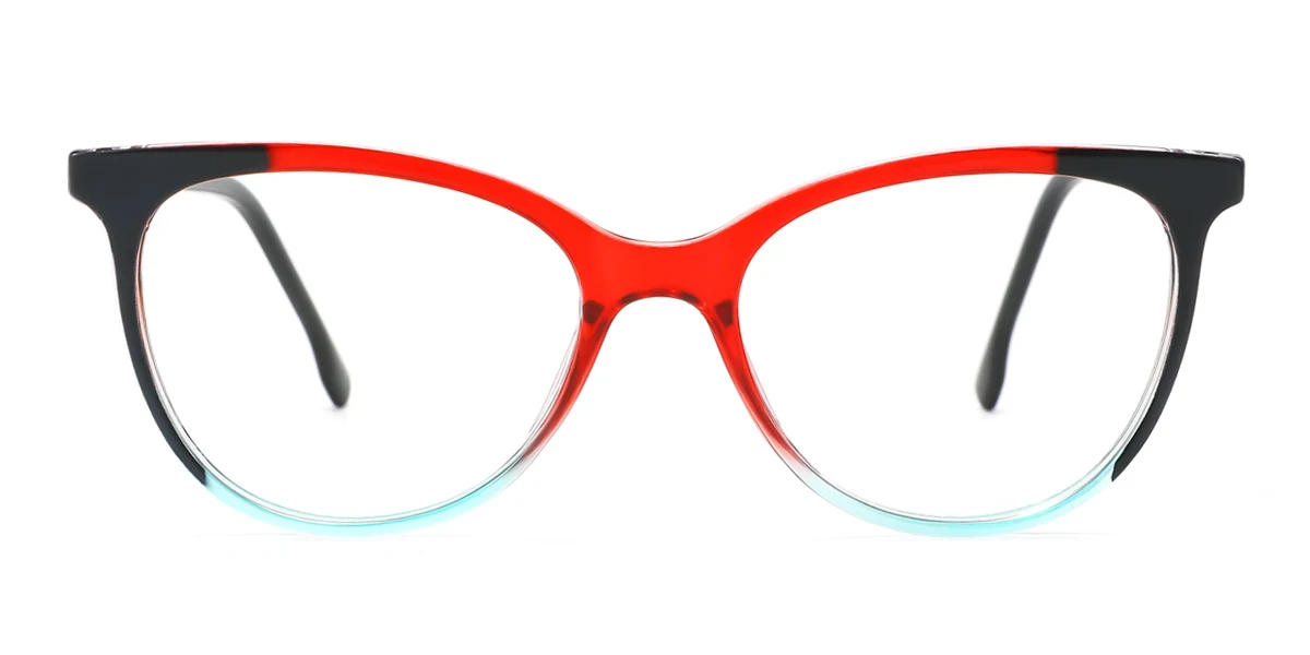 Red Rectangle Oval Simple Spring Hinges Eyeglasses | WhereLight