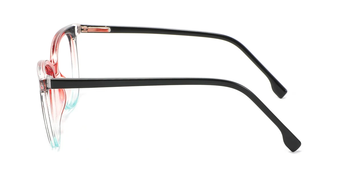 Red Rectangle Oval Simple Spring Hinges Eyeglasses | WhereLight